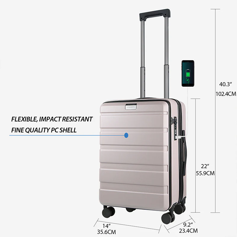 KROSER 20" Top-Loading Carry-On Luggage with USB & TSA Lock - Image 2