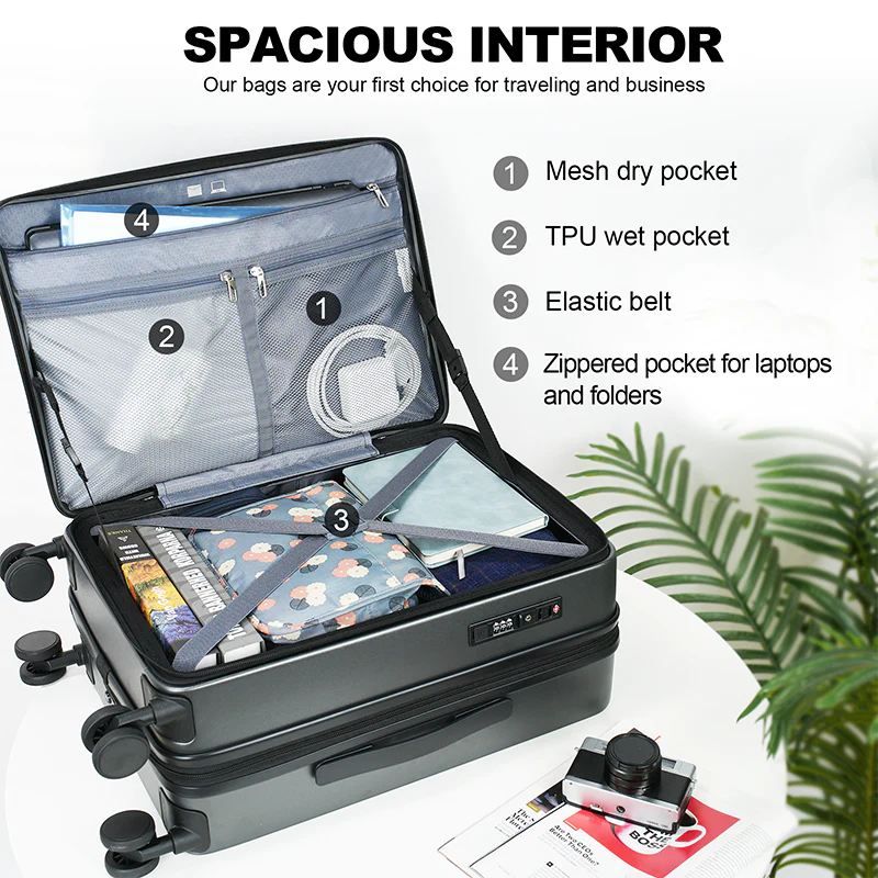 KROSER 20" Top-Loading Carry-On Luggage with USB & TSA Lock - Image 2