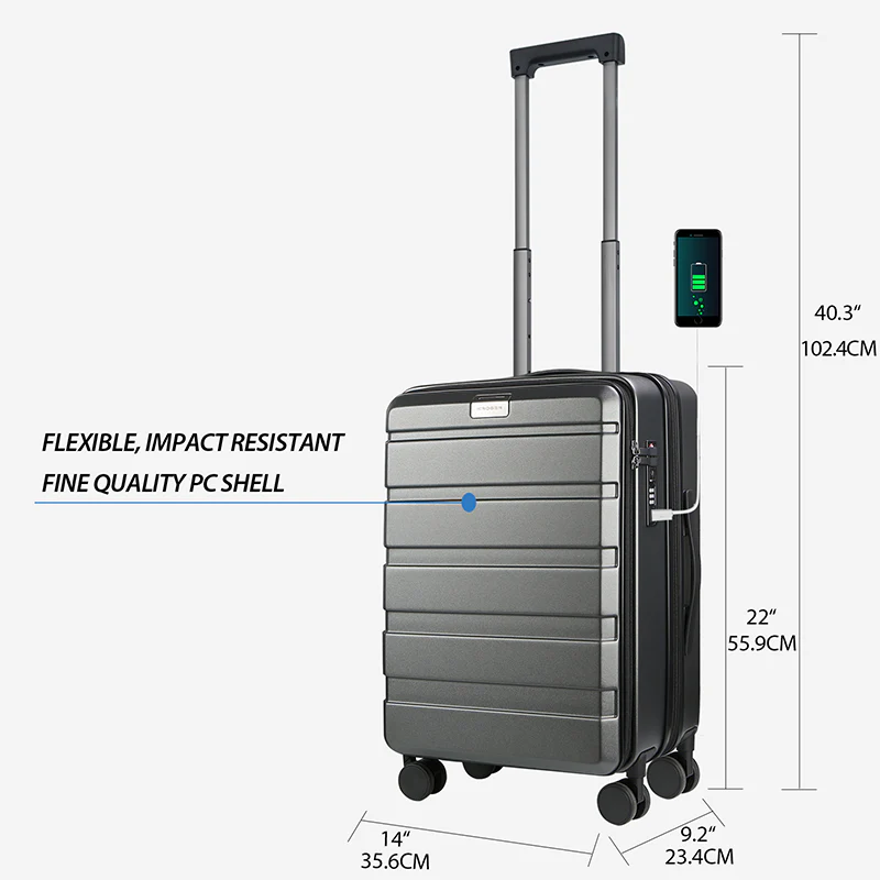 KROSER 20" Top-Loading Carry-On Luggage with USB & TSA Lock - Image 7