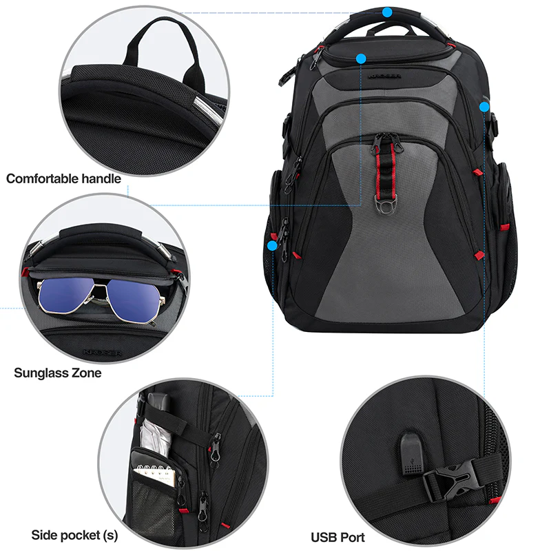 KROSER 17.3" Travel Laptop Backpack with Hard Shell & RFID - Image 5