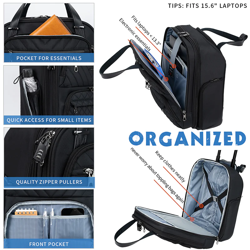 KROSER 16" Underseat Carry-On Suitcase with Laptop Compartment - Image 9